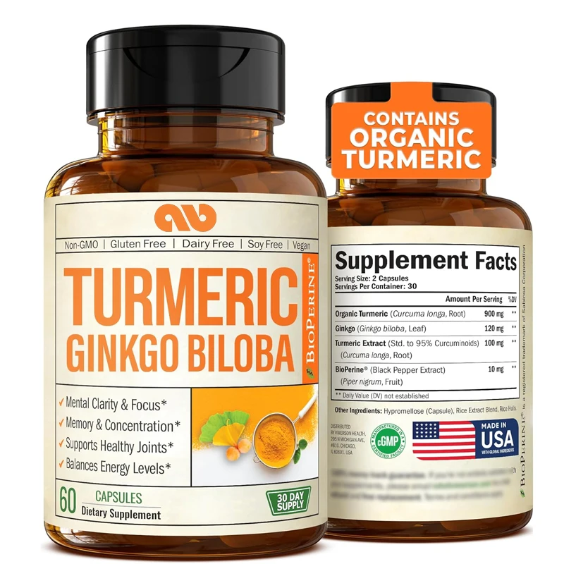 Turmeric Curcumin Capsule - Ginkgo Biloba Yaprağı ve Piperin Karabiber